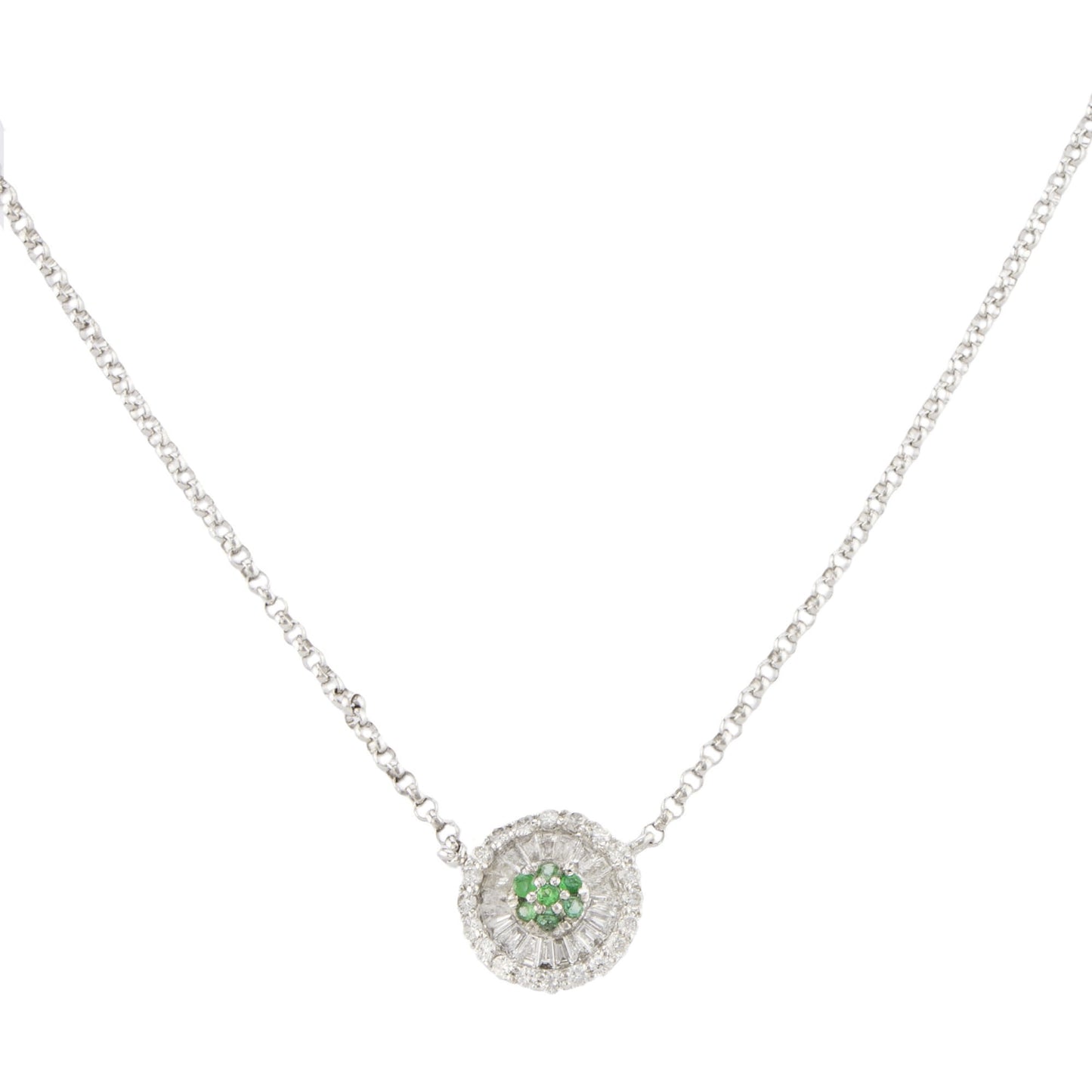 Gargantilha pizza com diamantes e esmeraldas em ouro