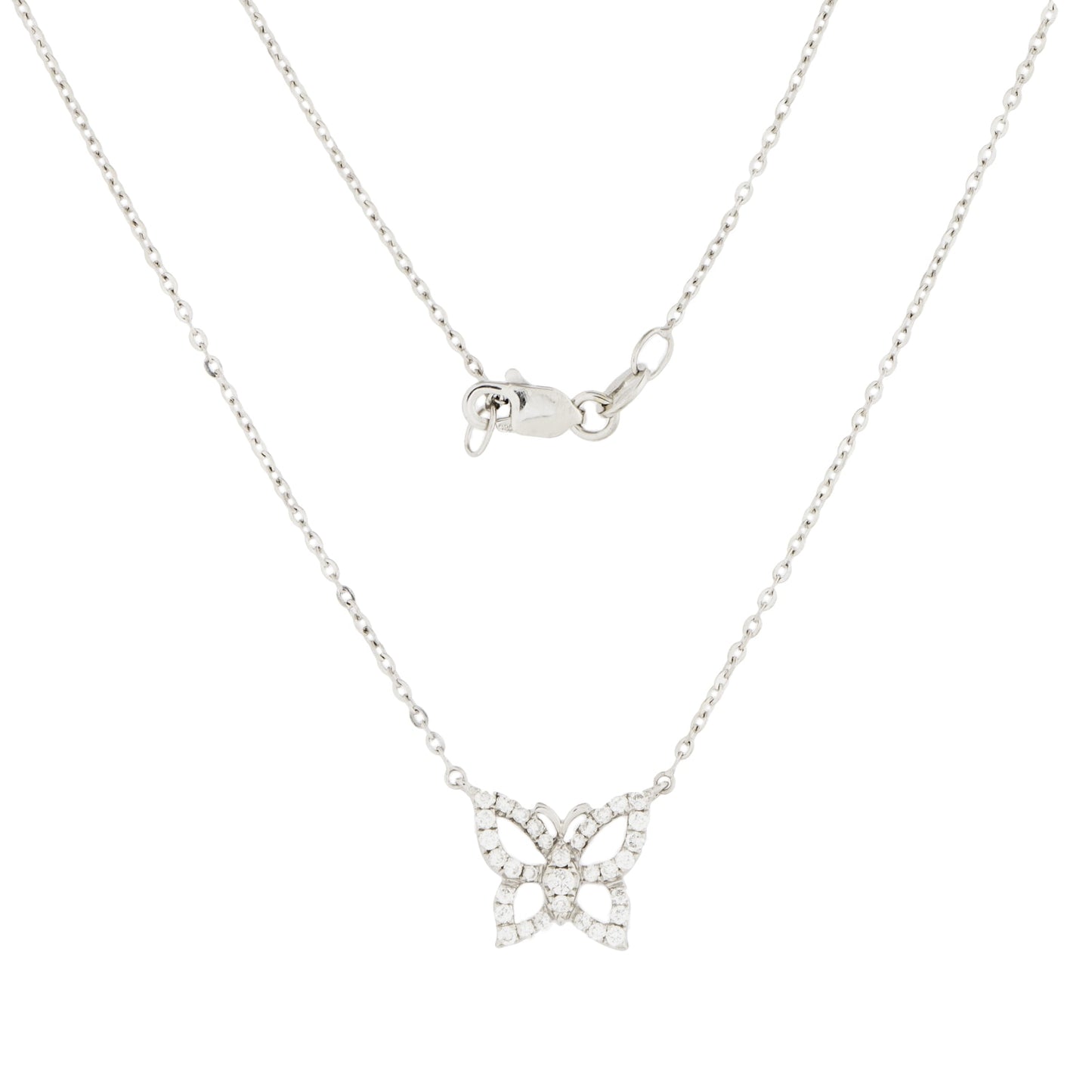 Colar berloque borboleta com 0,22 ct de diamantes em ouro