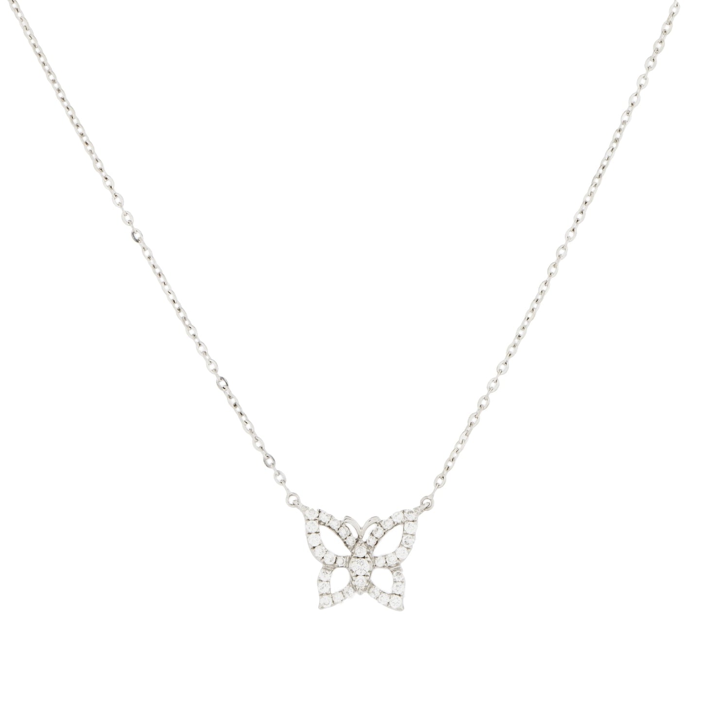Colar berloque borboleta com 0,22 ct de diamantes em ouro