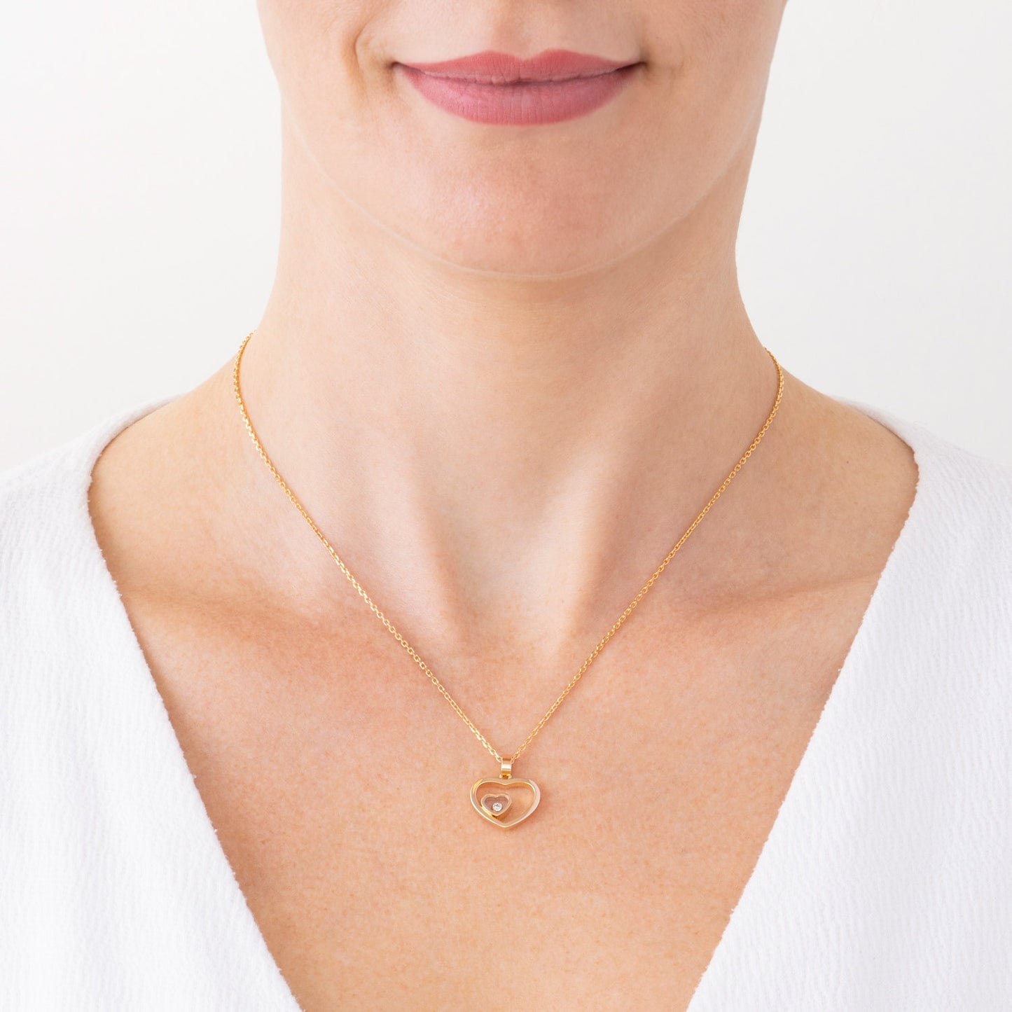 Colar coração Chopard com diamante em ouro