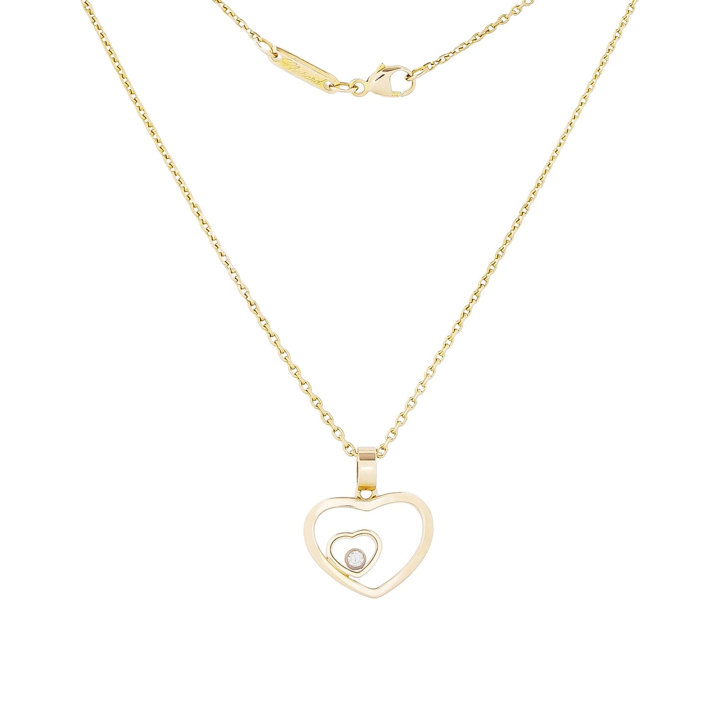 Colar coração Chopard com diamante em ouro