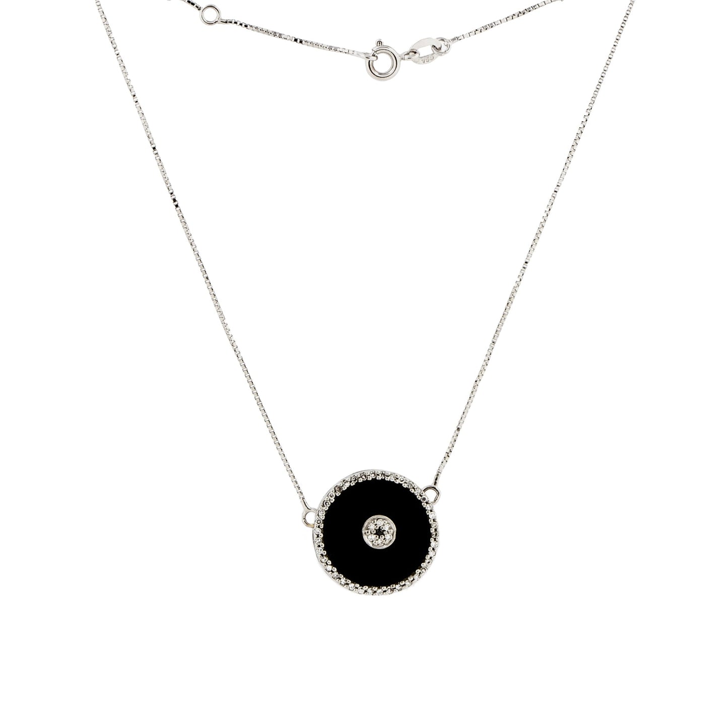 Colar berloque com ônix e 0,22 ct de diamantes em ouro