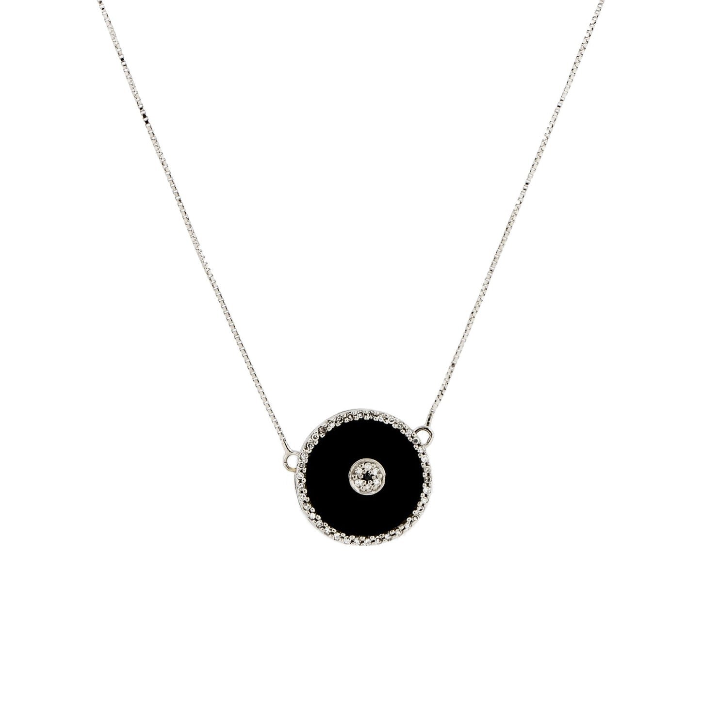 Colar berloque com ônix e 0,22 ct de diamantes em ouro