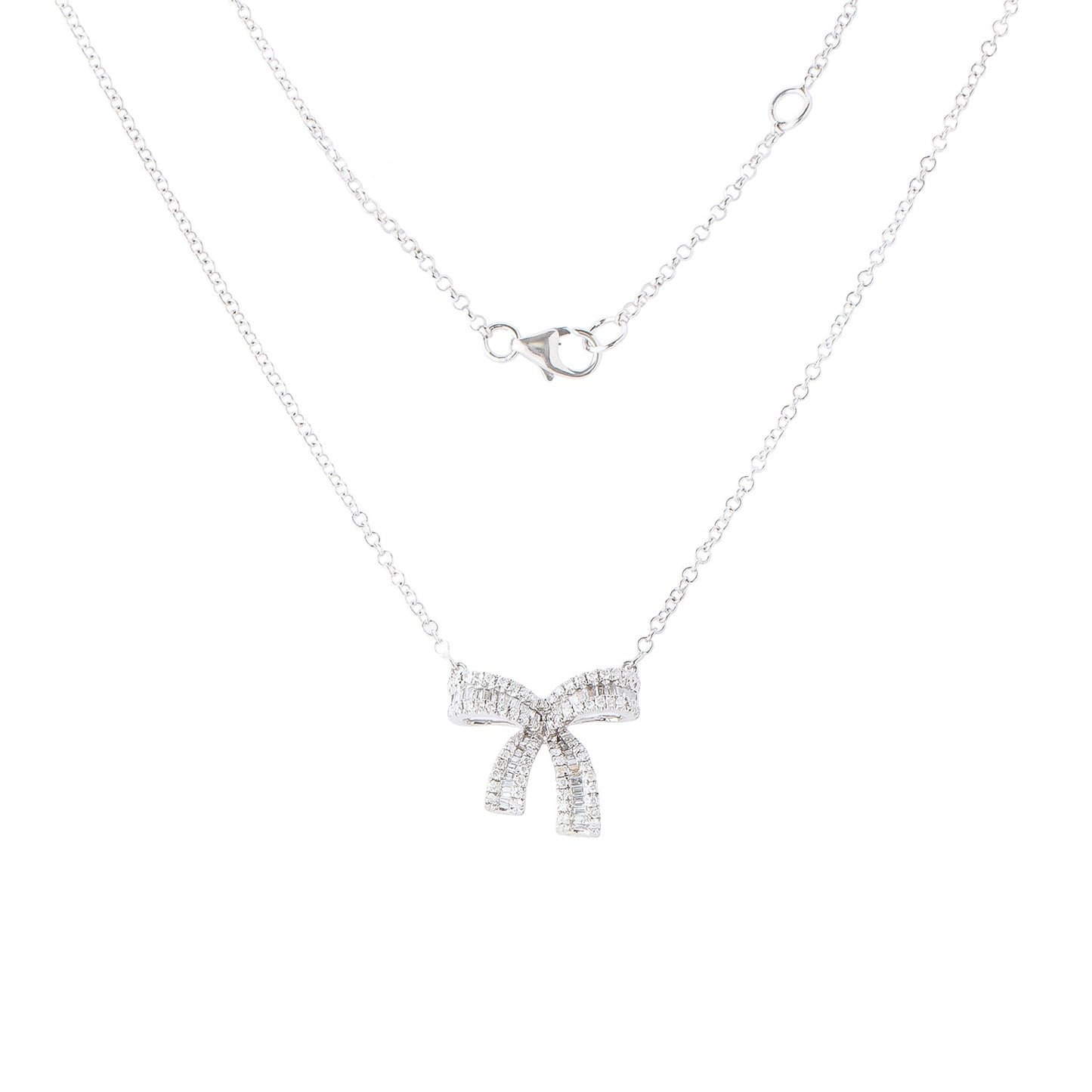 Colar berloque laço com 0,82 ct de diamantes em ouro