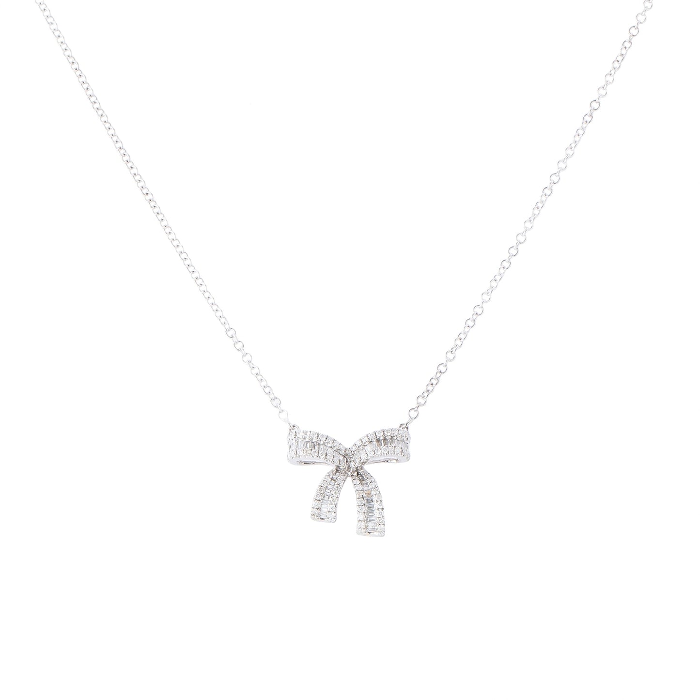 Colar berloque laço com 0,82 ct de diamantes em ouro
