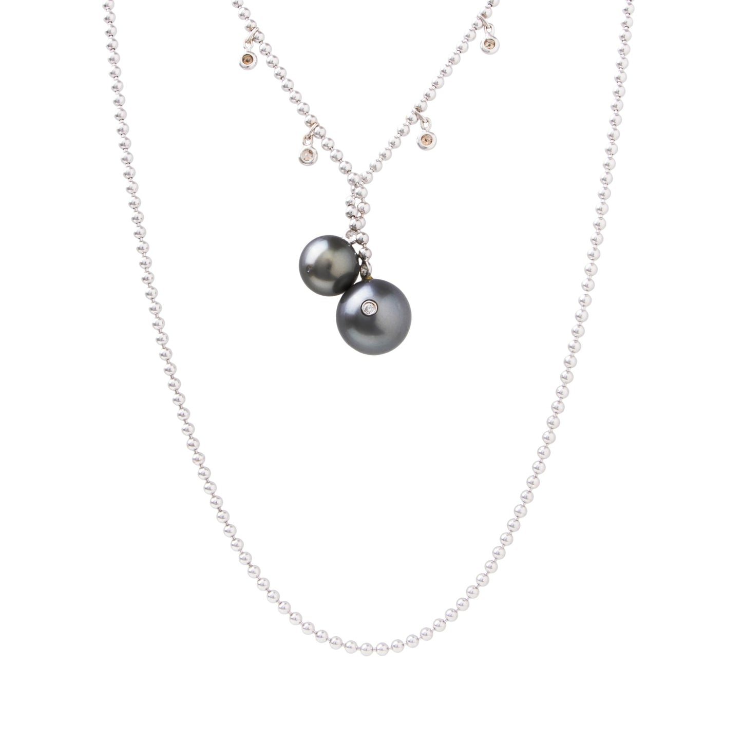 Colar longo aberto com 0,34 ct de diamantes em ouro