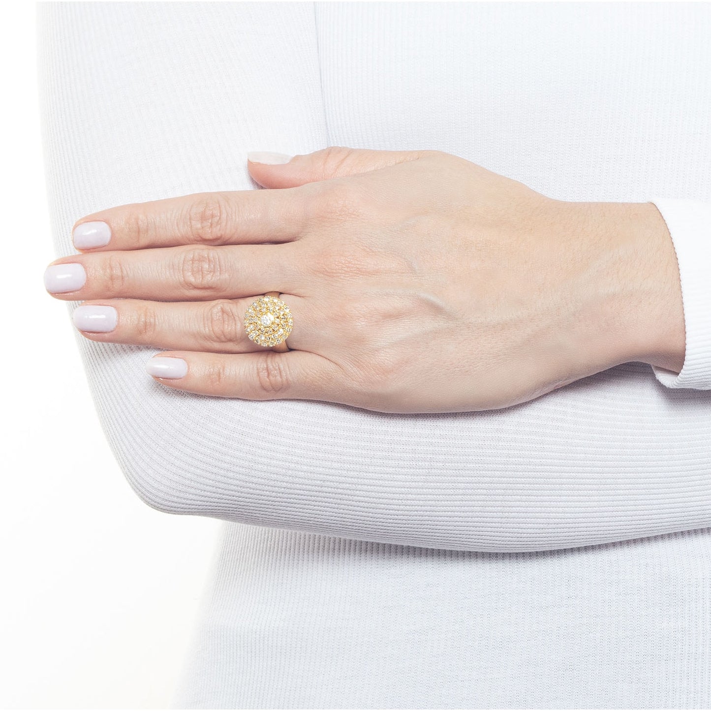 Anel chuveiro com 1,50 ct de diamantes em ouro