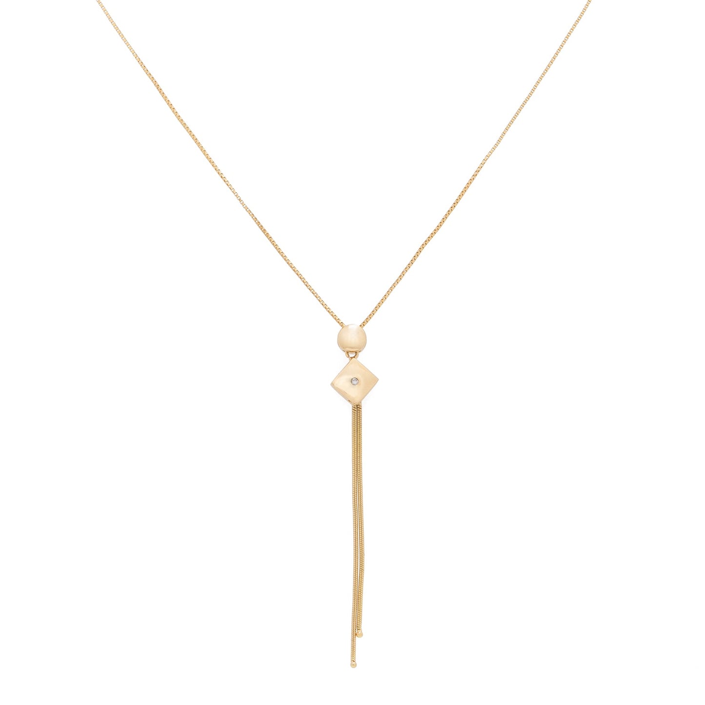 Colar gravatinha com diamante em ouro