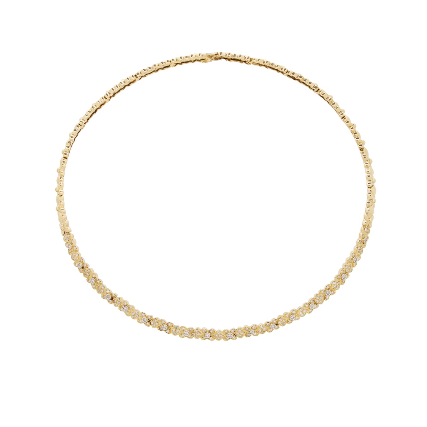 Colar chocker rígido com 1,28 ct de diamantes em ouro