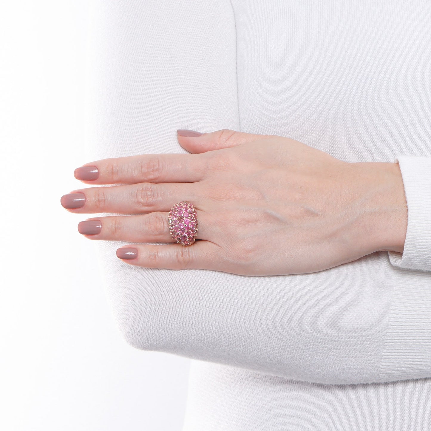 Anel maxi com turmalinas rosa em ouro