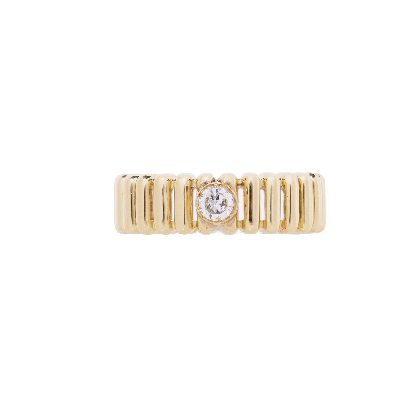 Anel design vazado com 0,20 ct de diamante em ouro