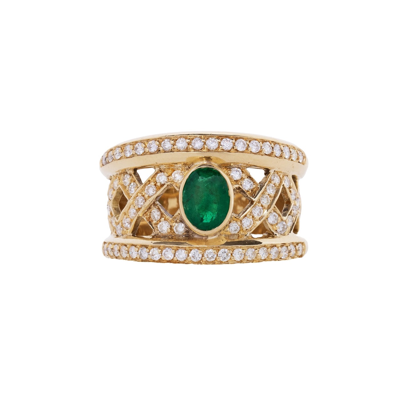 Anel com esmeralda e 0,75 ct de diamantes em ouro