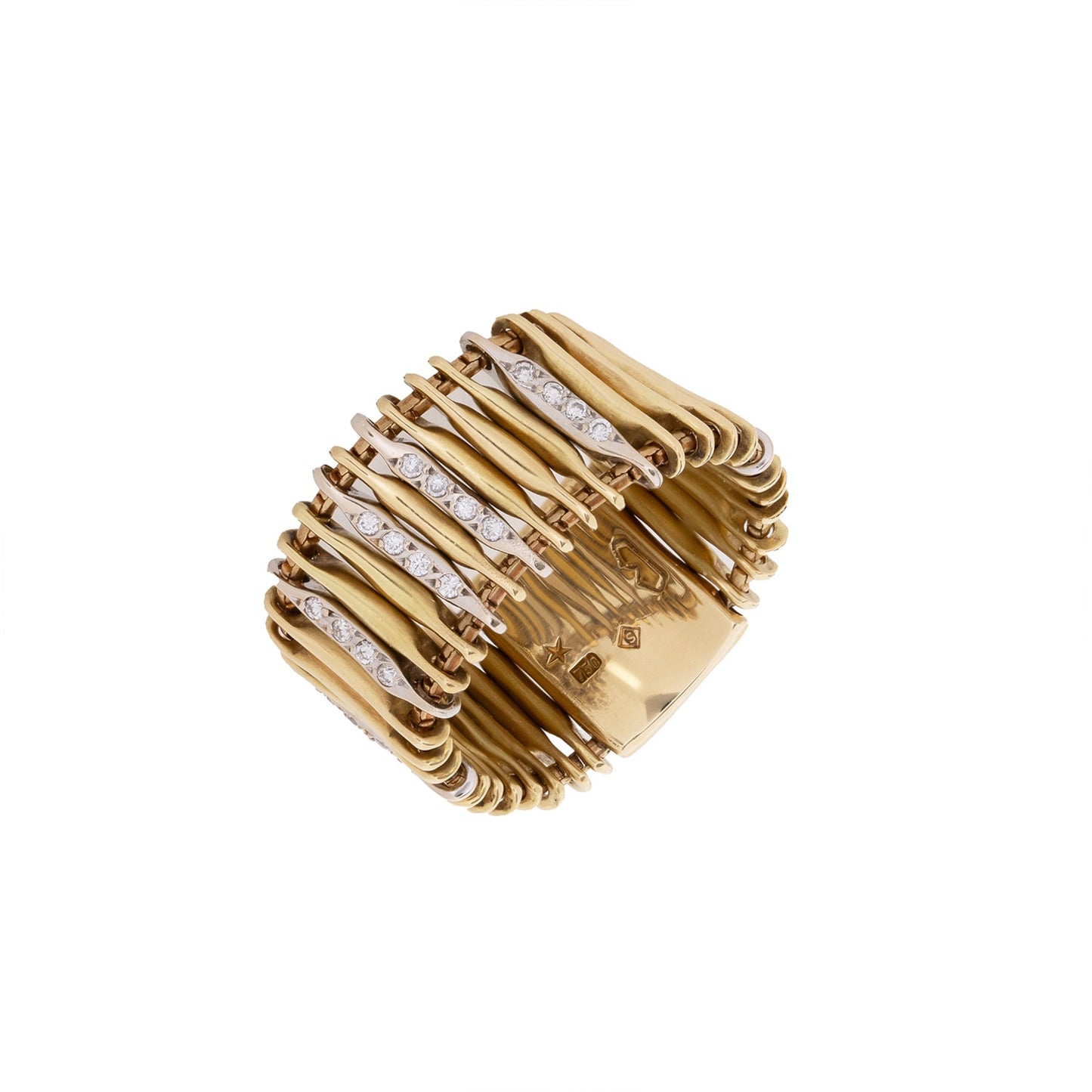 Anel maleável H.Stern com 0,12 ct de diamantes em ouro bicolor