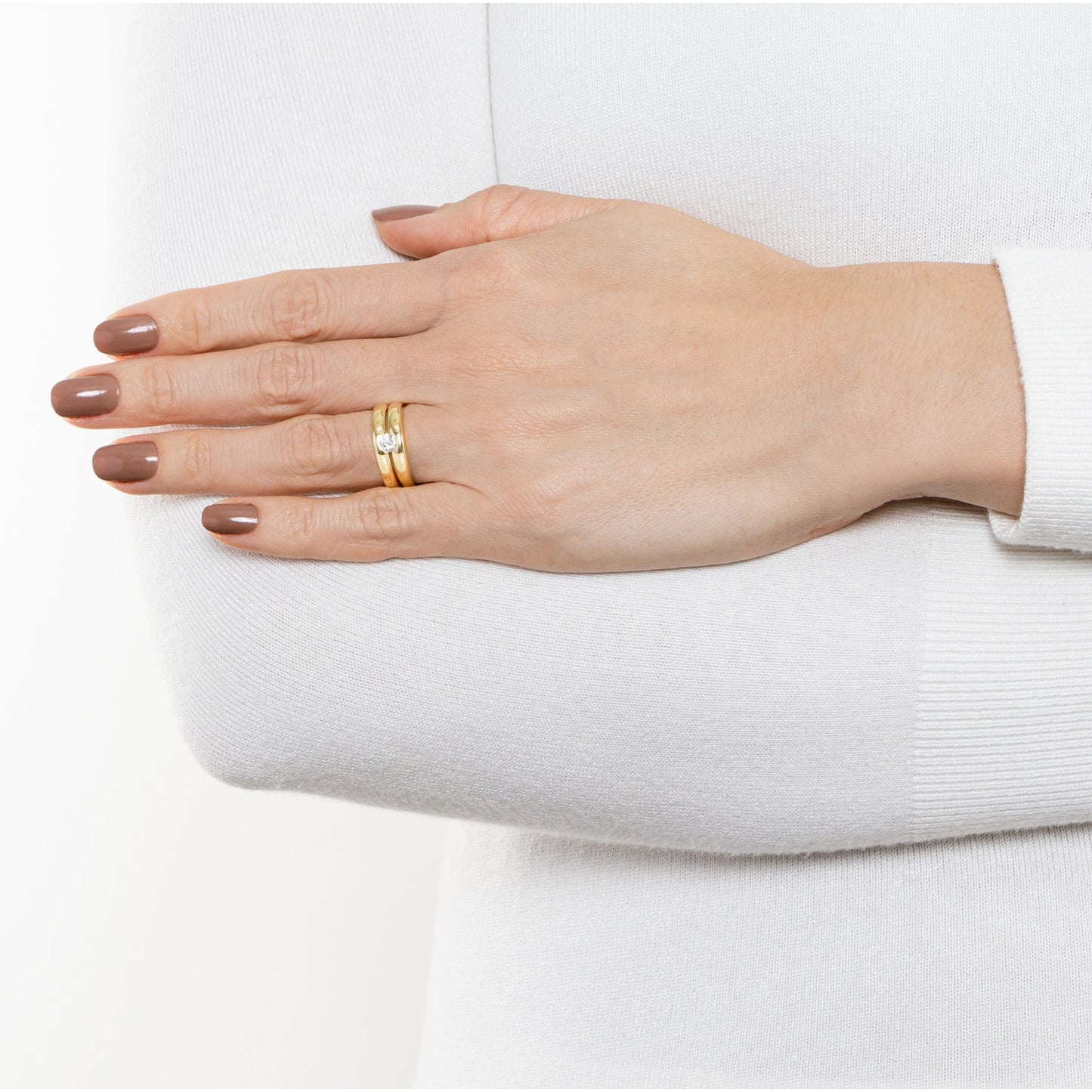 Anel aros com 0,33 ct de diamante em ouro