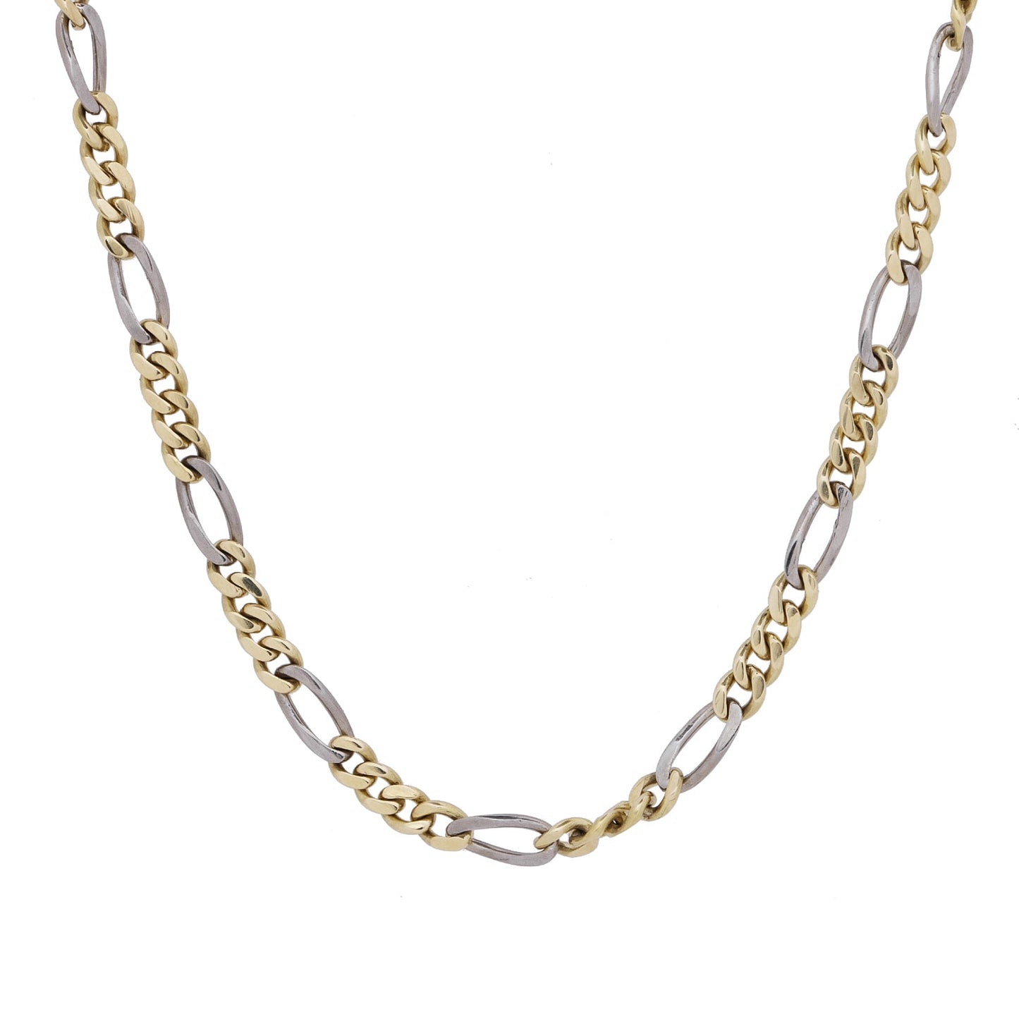 Corrente masculina com elos fígaro em ouro bicolor