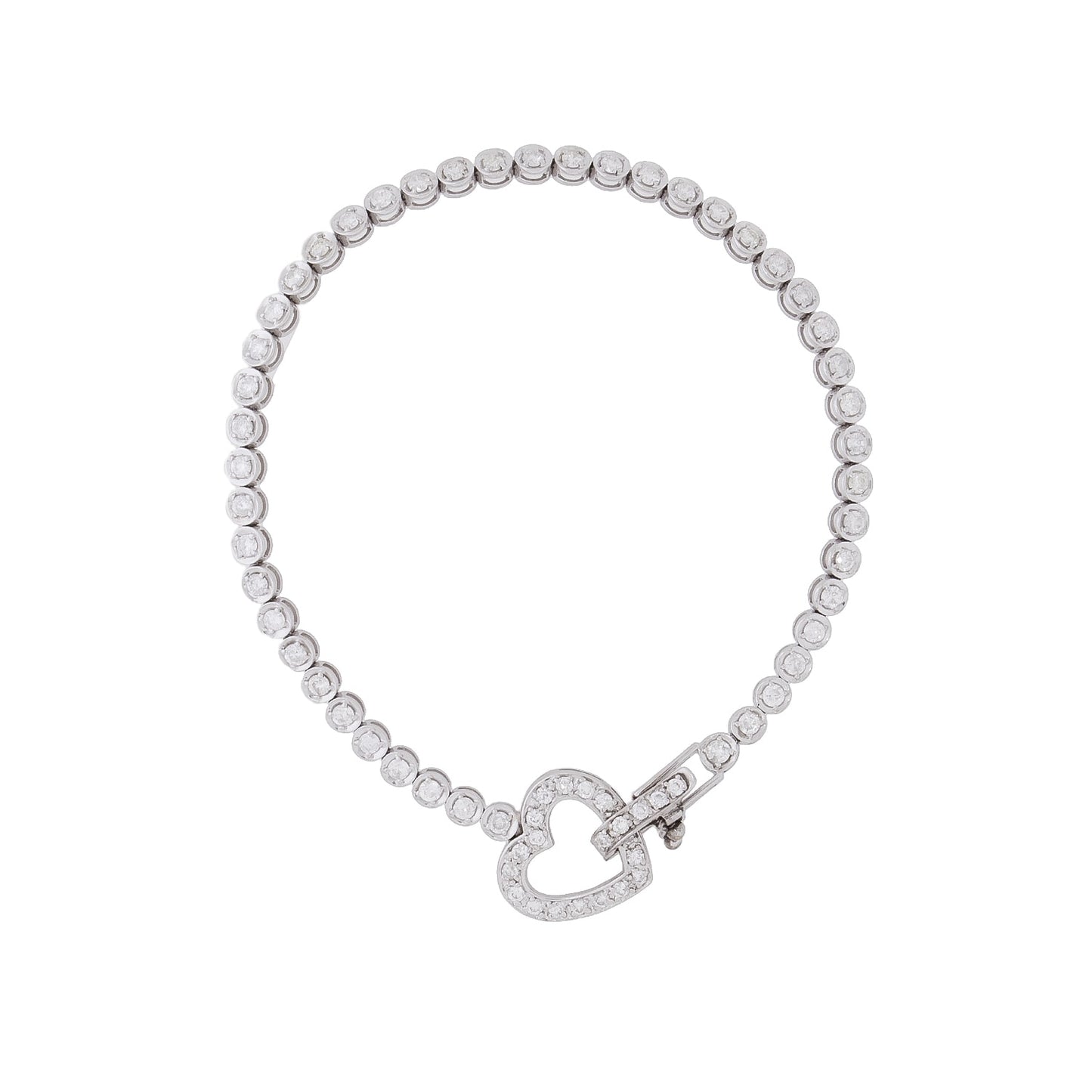Pulseira riviera coração com 1,50 ct de diamantes em ouro