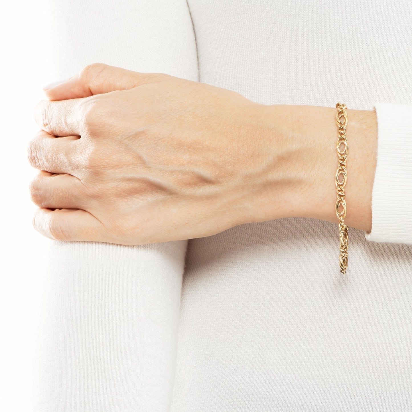Pulseira maleável com 21,5 cm em ouro