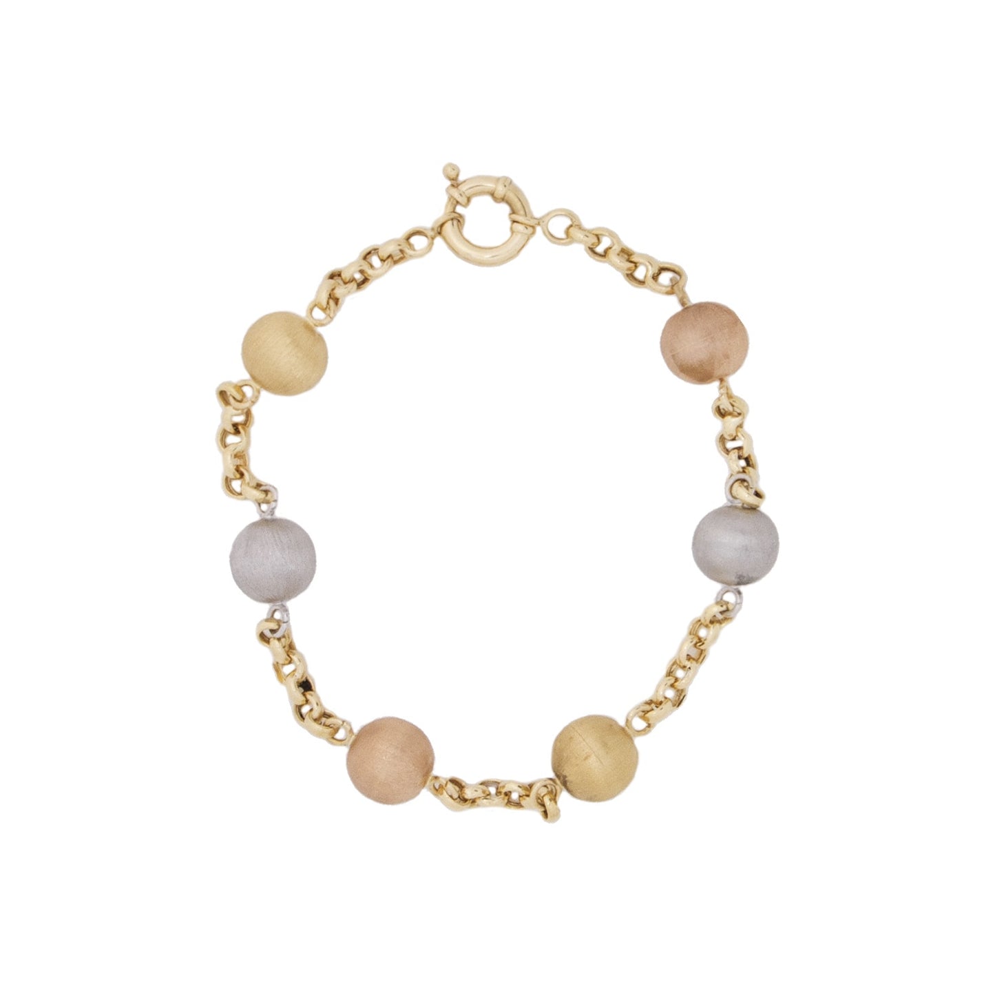 Pulseira berloque com 20,7 cm em ouro tricolor