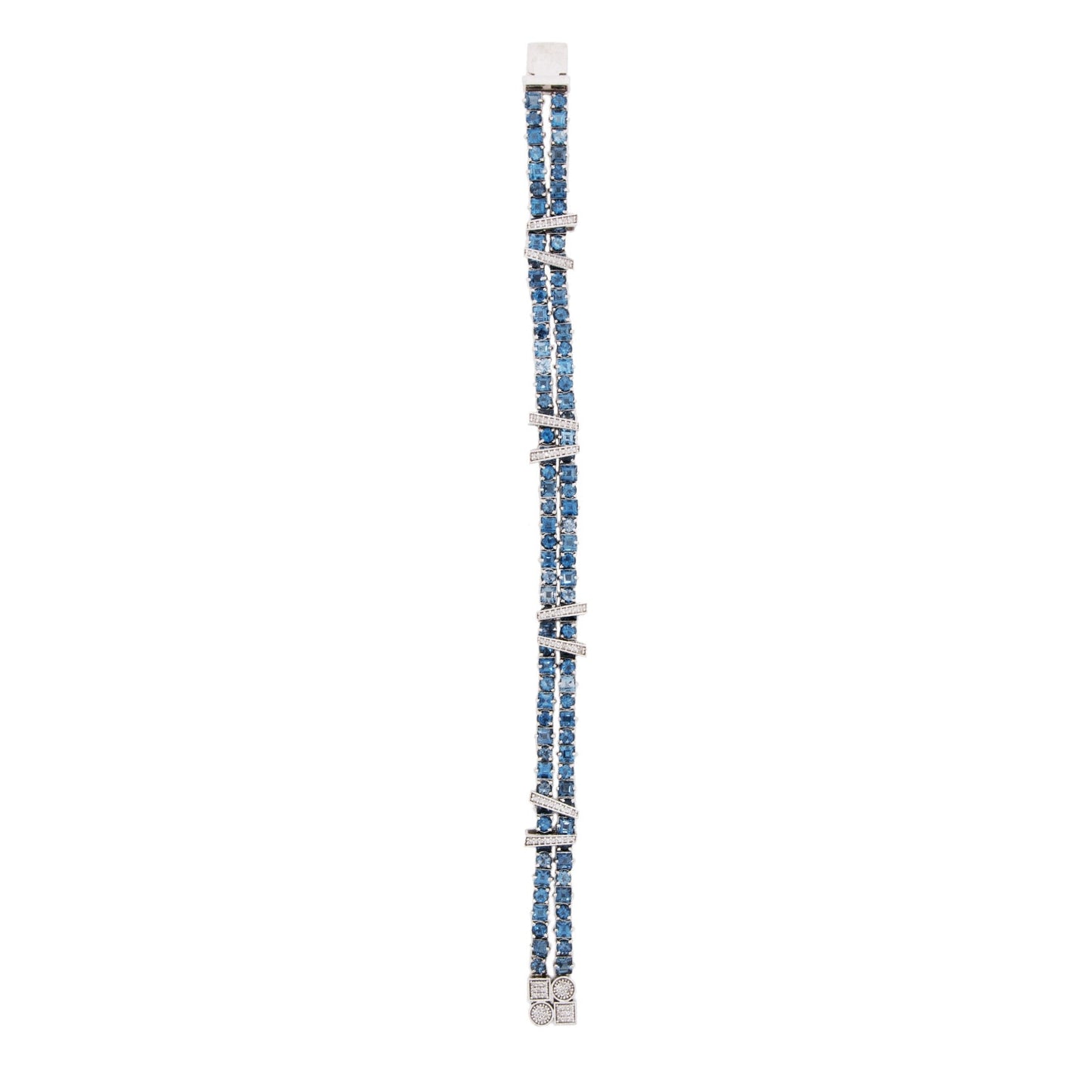 Pulseira Vivara riviera com 0,48 ct de diamantes e topázio azul em ouro