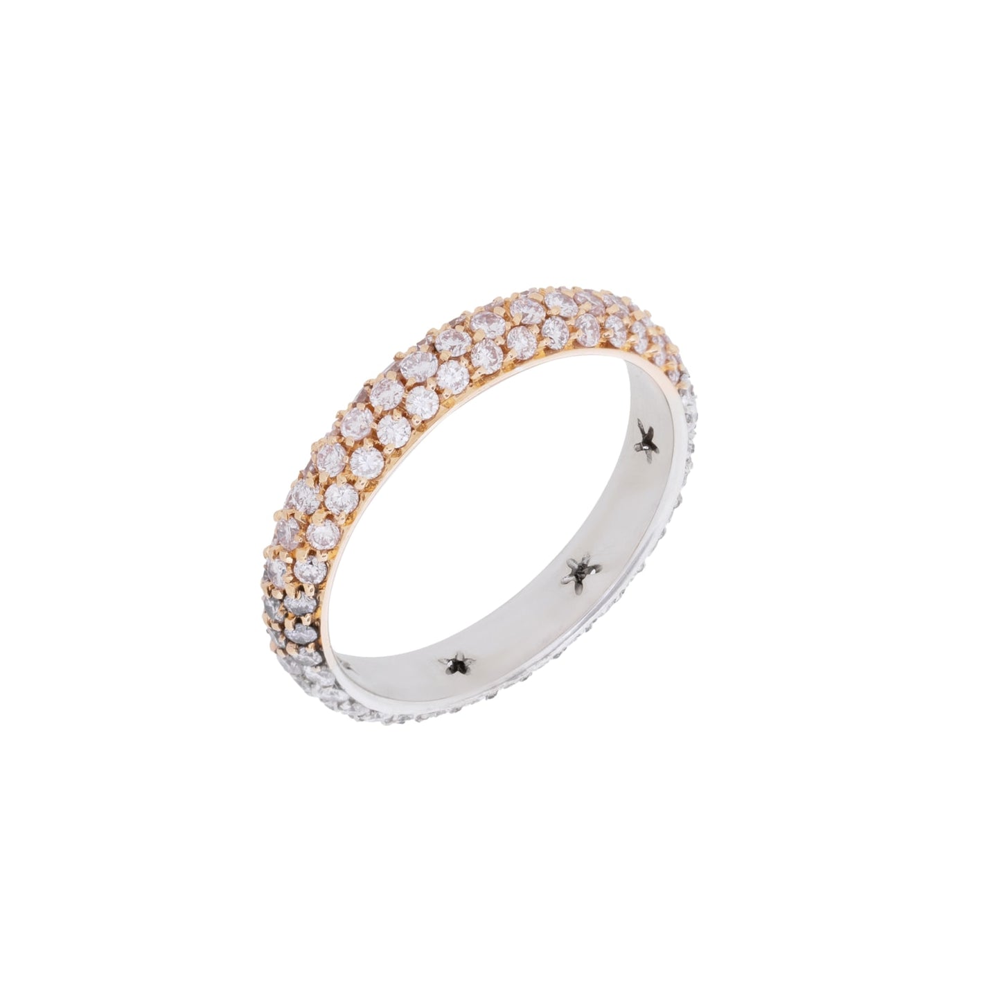 Aliança inteira com 1,06 ct de diamantes em ouro bicolor