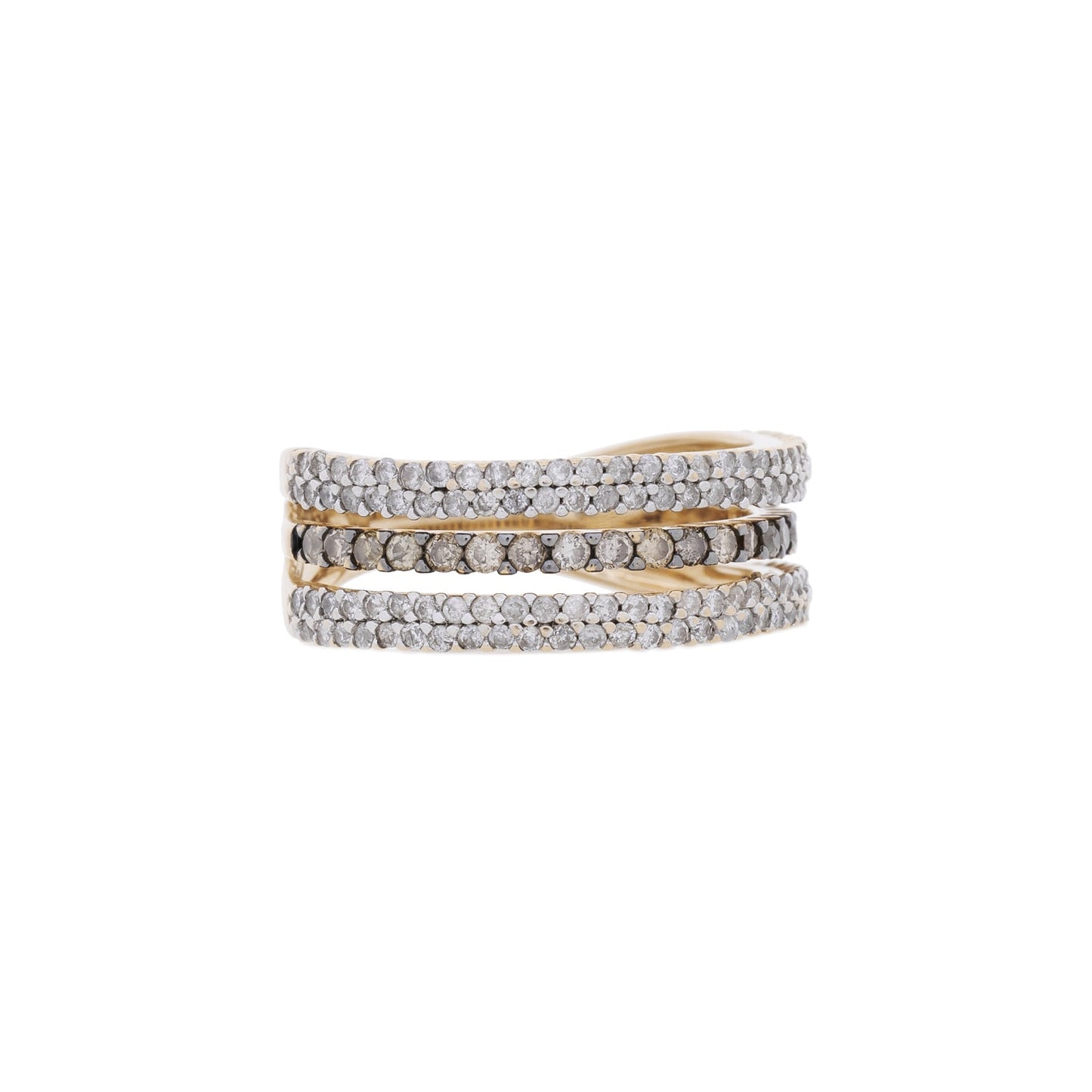 Anel Vivara aros 0,75 ct de diamantes brancos e brown em ouro
