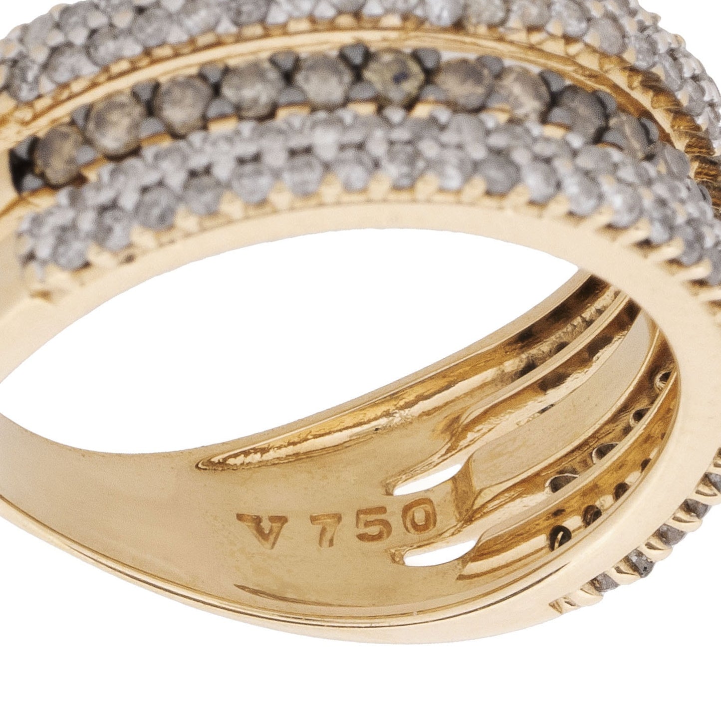 Anel Vivara aros 0,75 ct de diamantes brancos e brown em ouro