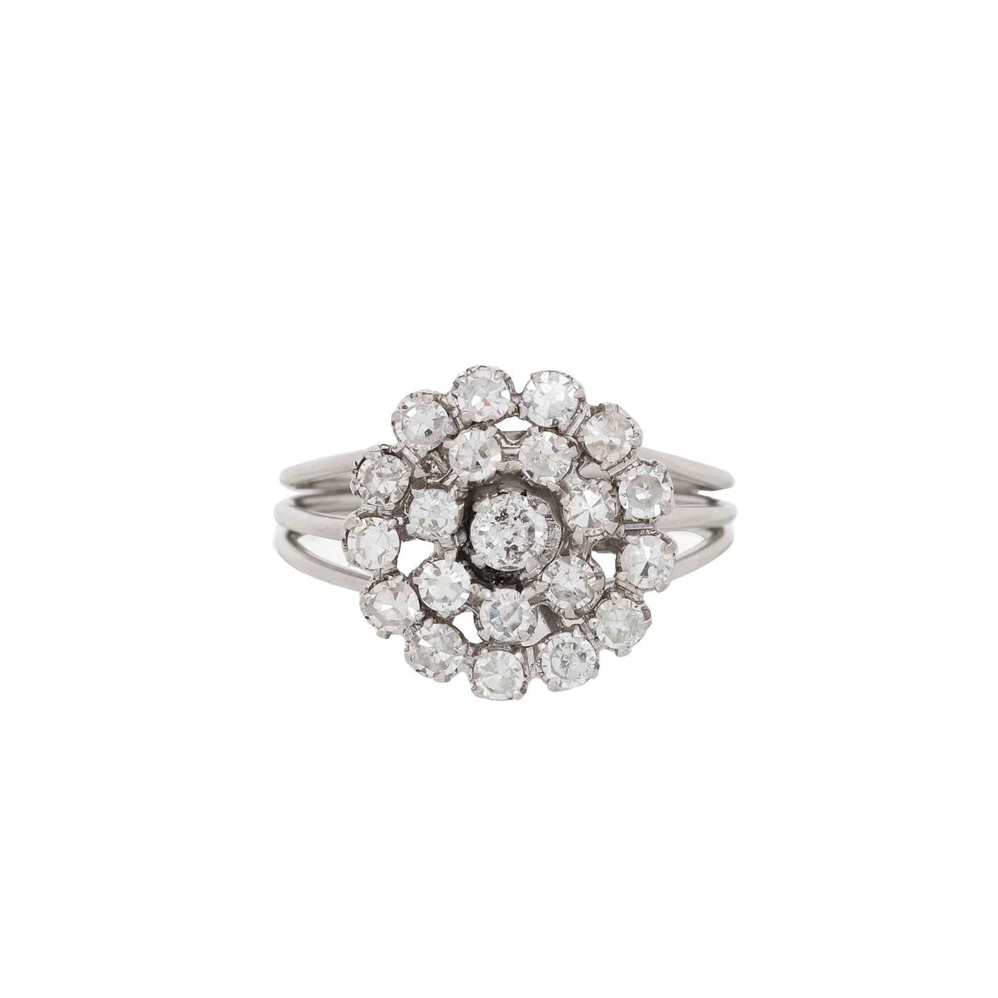 Anel Vintage chuveiro com 1,10 ct de diamantes em platina