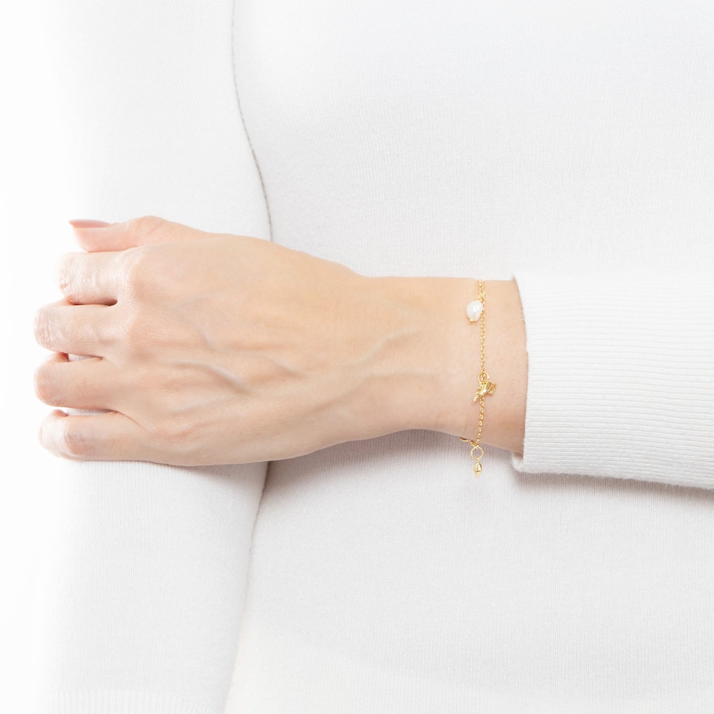 Pulseira MyCollection H.Stern com diamante e pérola em ouro amarelo