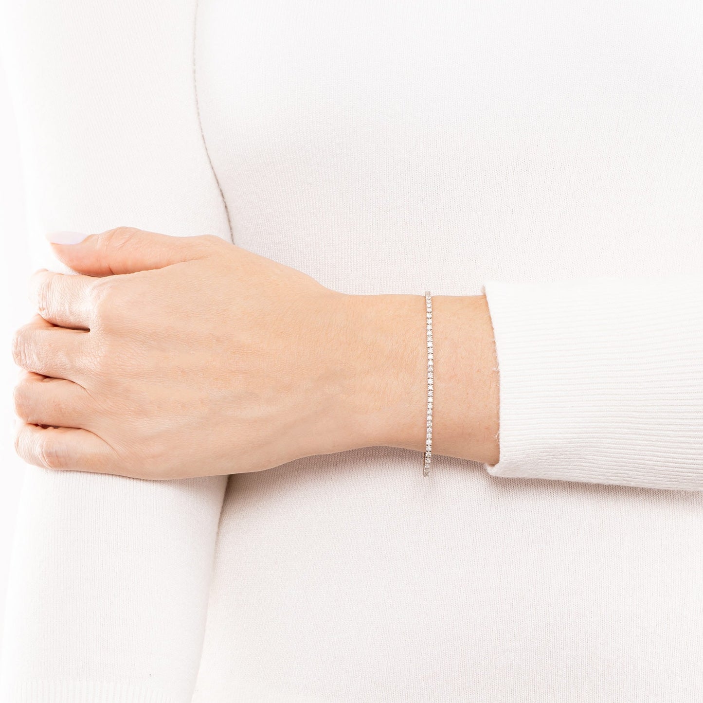 Pulseira riviera com 3,00 ct de diamantes em ouro branco