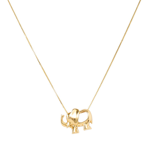 Colar elefante com diamante em ouro