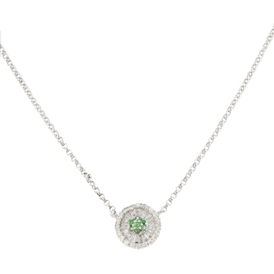 Gargantilha pizza com diamantes e esmeraldas em ouro