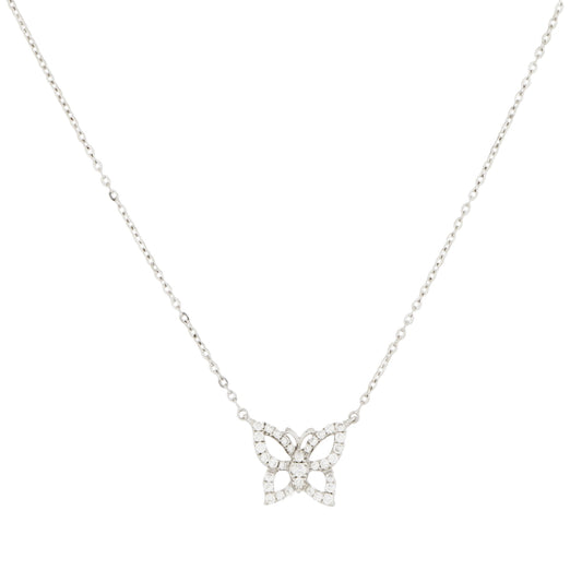 Colar berloque borboleta com 0,22 ct de diamantes em ouro