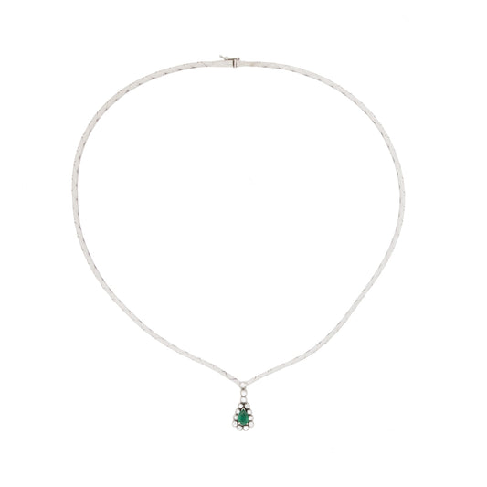 Colar gota com 0,52 ct de diamantes e esmeralda em ouro