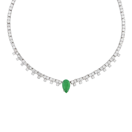 Colar pedraria com esmeralda e 13,4 ct de diamantes em ouro