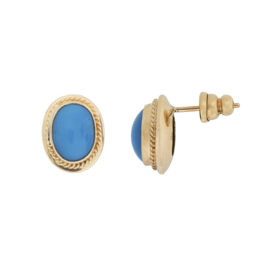 Brinco stud com turquesa em ouro