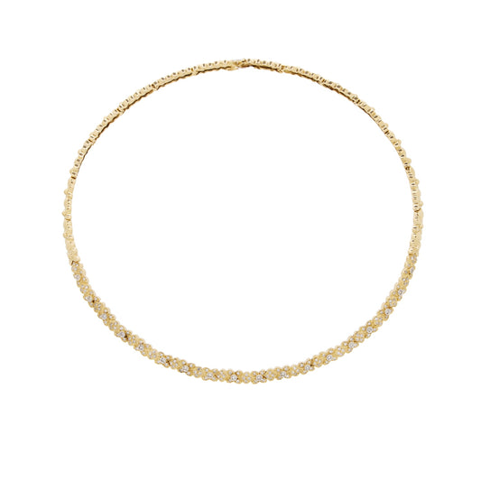 Colar chocker rígido com 1,28 ct de diamantes em ouro