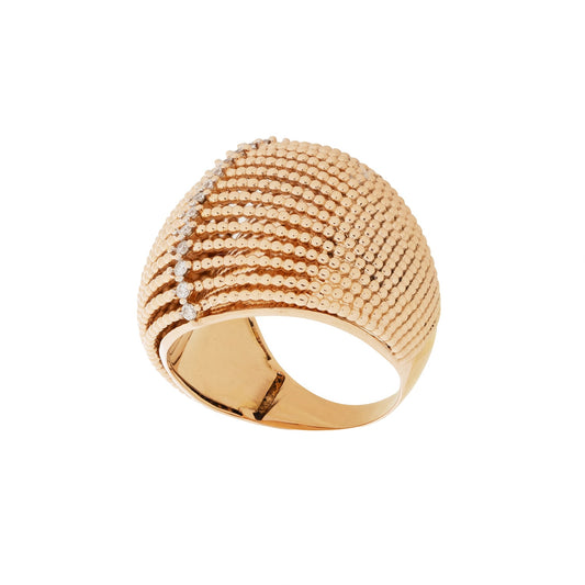 Anel abaulado com 0,15 ct de diamantes em ouro