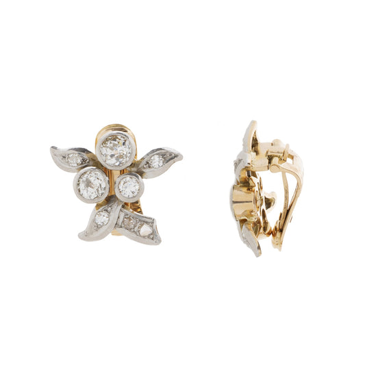 Brinco ear clip Vintage com 1,50 ct de diamantes em ouro bicolor