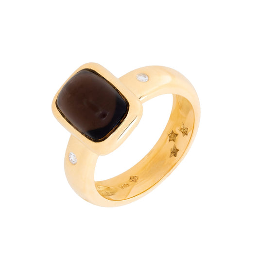 Anel H.Stern com quartzo fumê e diamantes em ouro