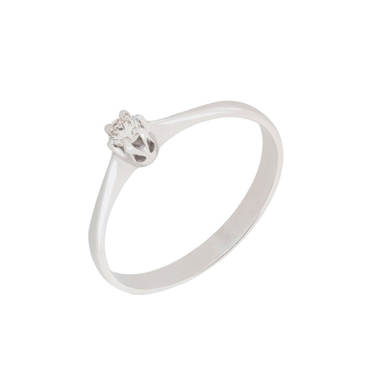 Anel solitário com diamante em platina