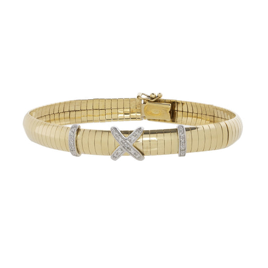 Bracelete fio ômega com 0,19 ct de diamantes em ouro