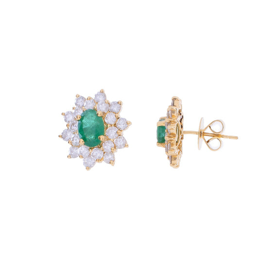 Brinco com 1,50 ct de esmeraldas e 2,10 ct de diamantes em ouro
