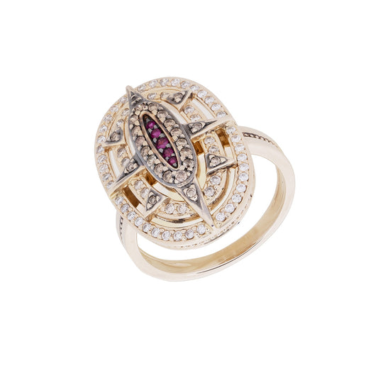 Anel H.Stern com rubis e 0,40 ct de diamantes em ouro nobre