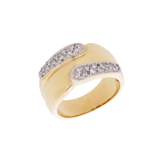 Anel design com 0,24 ct de diamantes em ouro bicolor