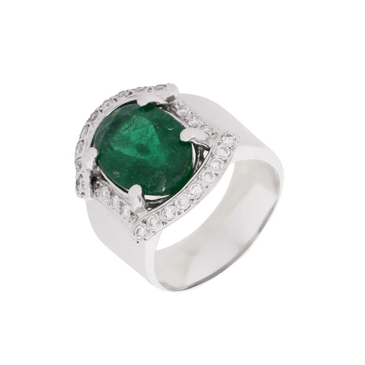 Anel design com 0,48 ct de diamantes e esmeraldas em ouro