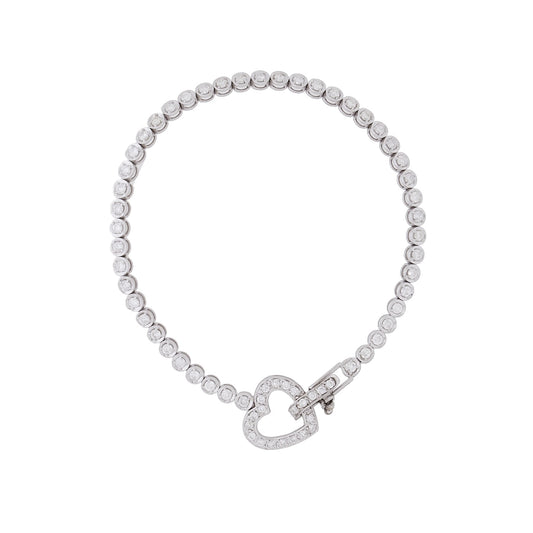 Pulseira riviera coração com 1,50 ct de diamantes em ouro