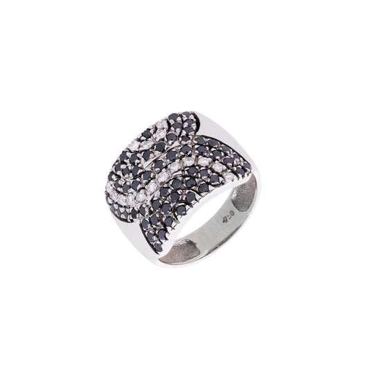 Anel maxi Vivara 0,73 ct de diamantes brancos e negros em ouro