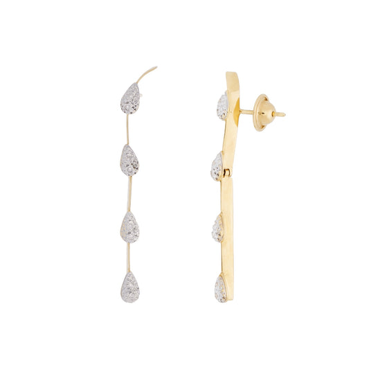 Brinco pêndulo Vivara com diamantes em ouro bicolor