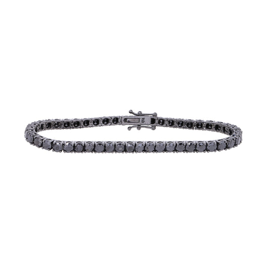 Pulseira riviera com diamantes negros em ouro com ródio negro