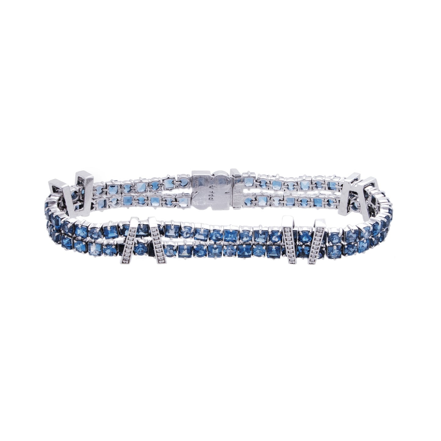 Pulseira Vivara riviera com 0,48 ct de diamantes e topázio azul em ouro